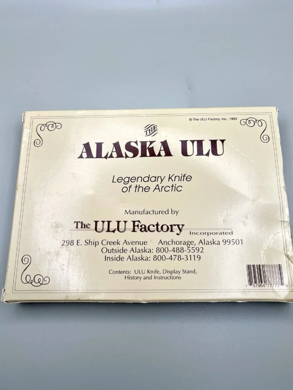 Vintage 1993 Alaska Ulu Knife Alaskan Birch Handle Original Box Cabin NEW Eagle